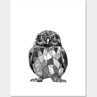 Cute Little Owl Geometric Sketchy Art Posters and Art